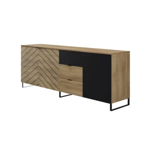 BOBOCHIC Auxane – Buffet Bas – Bois Et Noir – 200 Cm – Style Contempor… 8