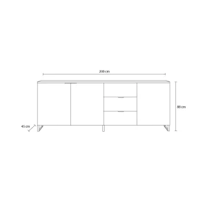 BOBOCHIC Auxane – Buffet Bas – Bois Et Noir – 200 Cm – Style Contempor… 12