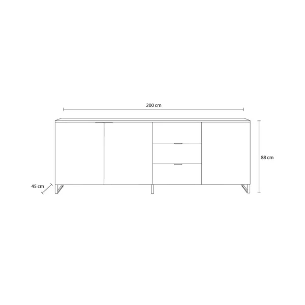 BOBOCHIC Auxane – Buffet Bas – Bois Et Noir – 200 Cm – Style Contempor… 5