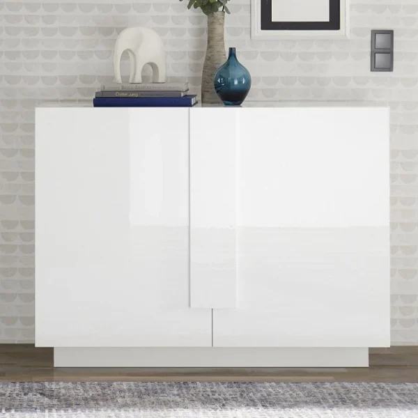 NOUVOMEUBLE Buffet 120 Cm Design Blanc Laqué JUNON 2 3