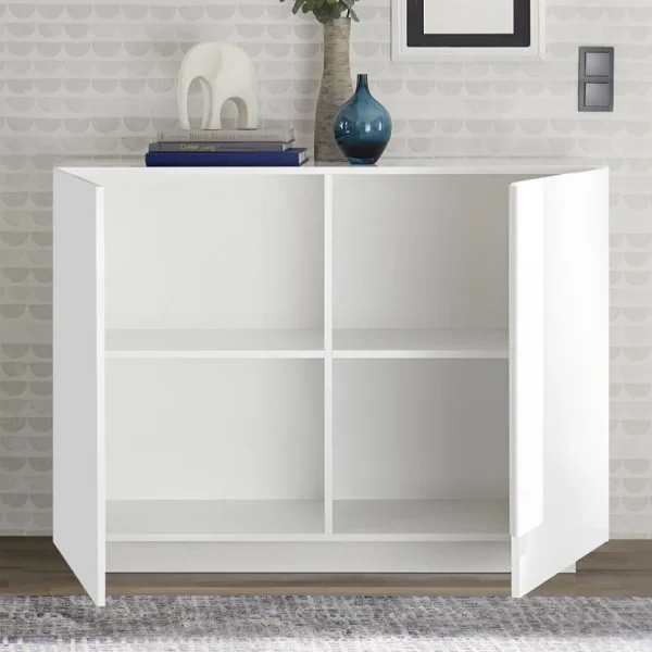 NOUVOMEUBLE Buffet 120 Cm Design Blanc Laqué JUNON 2 4