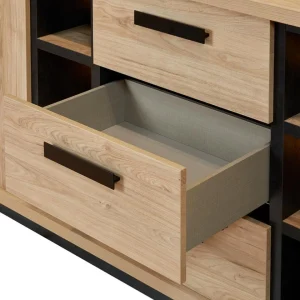 NOUVOMEUBLE Buffet 240 Cm Contemporain Couleur Bois Clair Et Noir PERSIA 12