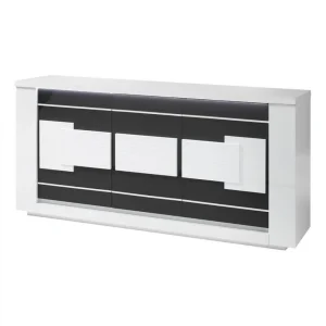 Modern Living Buffet 3 Portes BELLARIVA Laqué Blanc/ Gris Anthracite. 11