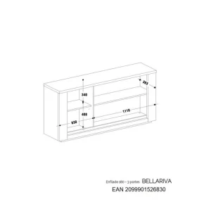 Modern Living Buffet 3 Portes BELLARIVA Laqué Blanc/ Gris Anthracite. 13