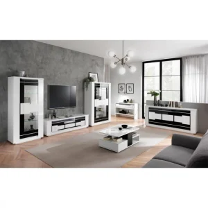 Modern Living Buffet 3 Portes BELLARIVA Laqué Blanc/ Gris Anthracite. 15