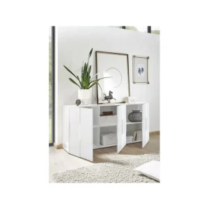 SUBLEEM Buffet 3 Portes En Bois Altamura Blanc Laqué Brillant 7