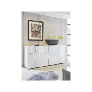 SUBLEEM Buffet 3 Portes En Bois Altamura Blanc Laqué Brillant 9