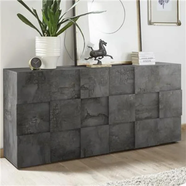 NOUVOMEUBLE Buffet 3 Portes Gris Anthracite SANDREA 5 1