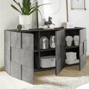 NOUVOMEUBLE Buffet 3 Portes Gris Anthracite SANDREA 5 10