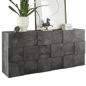 NOUVOMEUBLE Buffet 3 Portes Gris Anthracite SANDREA 5 12