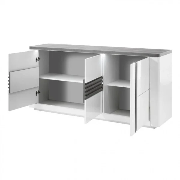 Modern Living Buffet 3 Portes VERTIGO Blanc/chêne Gris 6