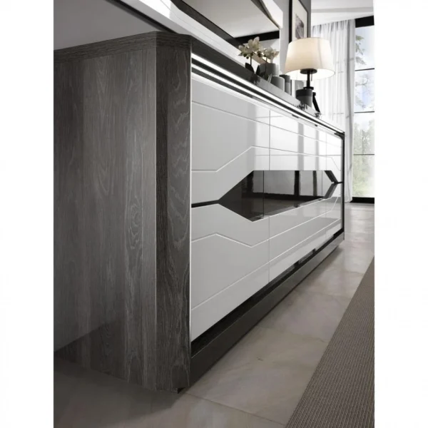 Modern Living Buffet 3P L.180 MATERA Blanc/imitation Chêne Gris 3