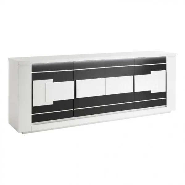 Modern Living Buffet 4 Portes BELLARIVA Laqué Blanc/ Gris Anthracite 1