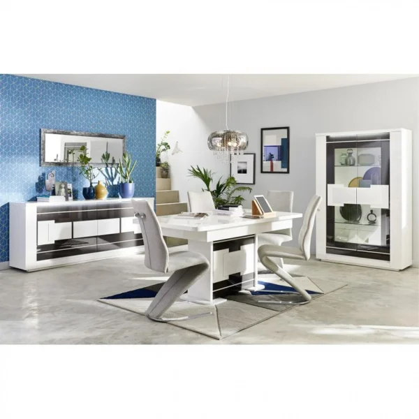 Modern Living Buffet 4 Portes BELLARIVA Laqué Blanc/ Gris Anthracite 3