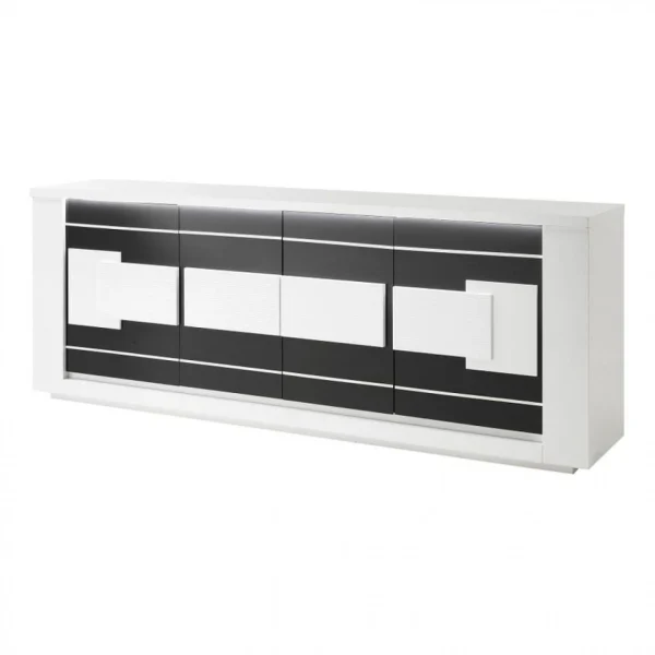 Modern Living Buffet 4 Portes BELLARIVA Laqué Blanc/ Gris Anthracite 4