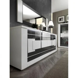 Modern Living Buffet 4 Portes BELLARIVA Laqué Blanc/ Gris Anthracite 13