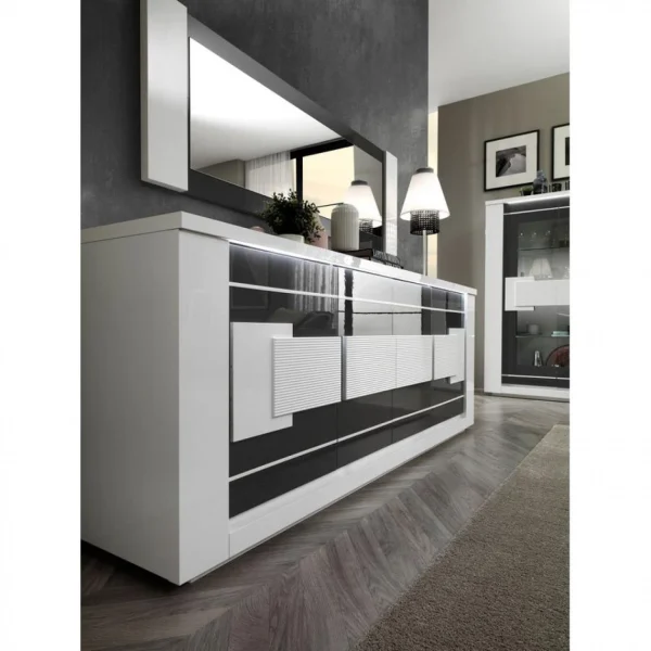 Modern Living Buffet 4 Portes BELLARIVA Laqué Blanc/ Gris Anthracite 5