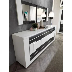 Modern Living Buffet 4 Portes BELLARIVA Laqué Blanc/ Gris Anthracite 15