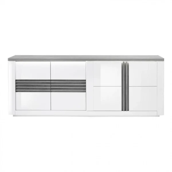 Modern Living Buffet 4 Portes VERTIGO Blanc/chêne Gris 1