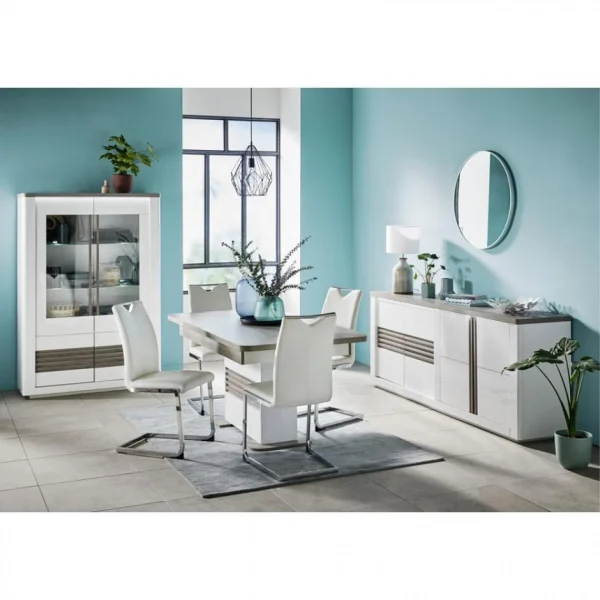 Modern Living Buffet 4 Portes VERTIGO Blanc/chêne Gris 3