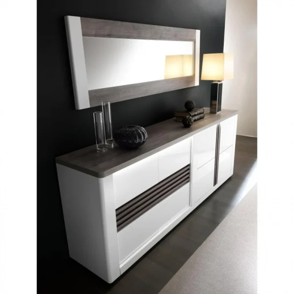 Modern Living Buffet 4 Portes VERTIGO Blanc/chêne Gris 5