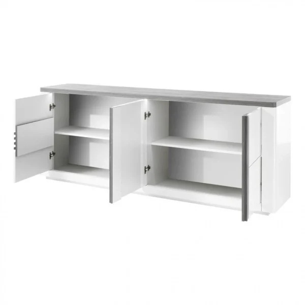 Modern Living Buffet 4 Portes VERTIGO Blanc/chêne Gris 6