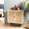 MACABANE Buffet ALINE 2 Portes Toile De Jute Pieds Métal Doré 8