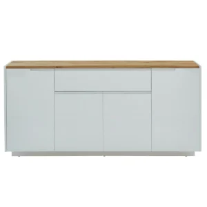 Vente-unique Buffet AMANI – 4 Portes & 1 Tiroir – MDF – Coloris: Blanc Laqué Et C… 11