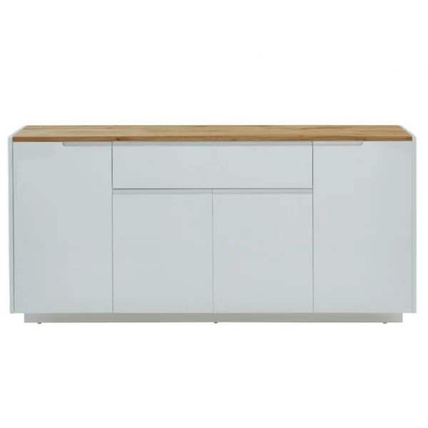 Vente-unique Buffet AMANI – 4 Portes & 1 Tiroir – MDF – Coloris: Blanc Laqué Et C… 4