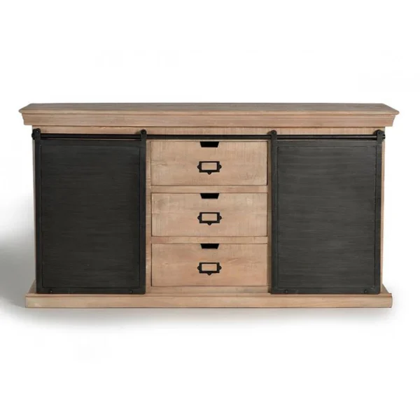 Pegane Buffet Bahut En Bois De Manguier Et Métal Coloris Naturel / Gris – Lo… 3