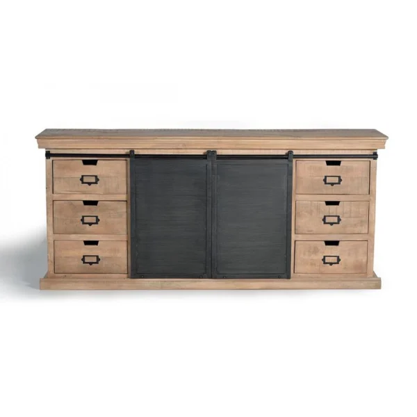 Pegane Buffet Bahut En Bois De Manguier Et Métal Coloris Naturel / Gris – Lo… 1