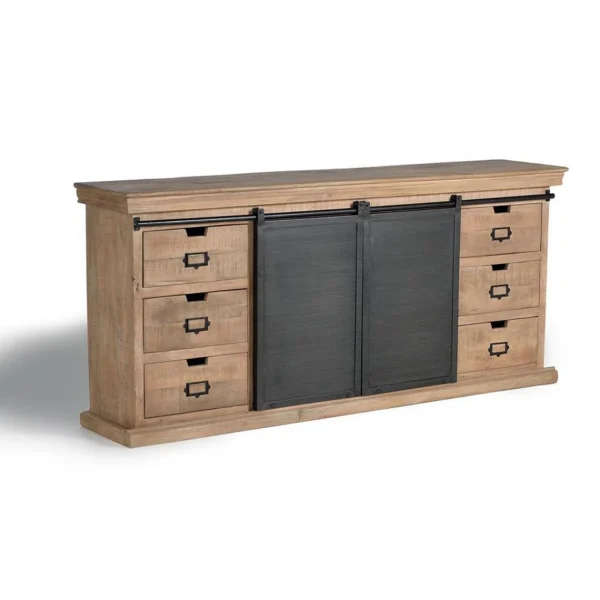 Pegane Buffet Bahut En Bois De Manguier Et Métal Coloris Naturel / Gris – Lo… 4