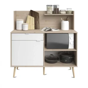 Linea Natura Buffet Bas 1 Porte 1 Tiroir OLGA Décor Imitation Chêne 15