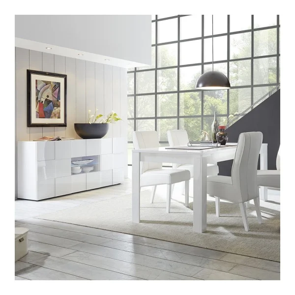 HAPPYMOBILI Buffet Blanc Laqué Brillant Design ARTIC 5