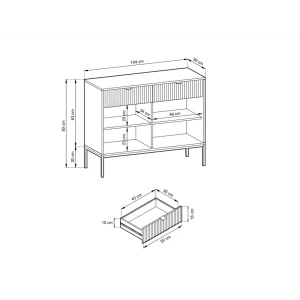 Vente-unique Buffet Avec 2 Portes Et 2 Tiroirs – Gris – LIOUBA 15