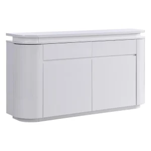 Vente-unique Buffet 4 Portes Et 2 Tiroirs Avec LEDs – MDF – Blanc Laqué – VANDANA 11