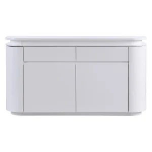 Vente-unique Buffet 4 Portes Et 2 Tiroirs Avec LEDs – MDF – Blanc Laqué – VANDANA 15