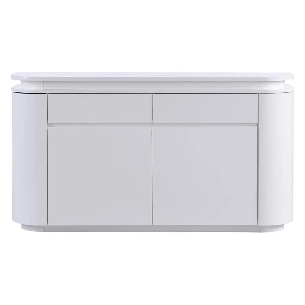 Vente-unique Buffet 4 Portes Et 2 Tiroirs Avec LEDs – MDF – Blanc Laqué – VANDANA 6