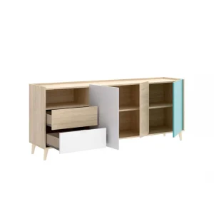 Vente-unique Buffet BICA – 3 Portes & 2 Tiroirs – Multicolores 12