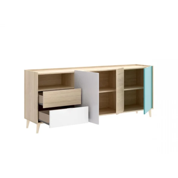 Vente-unique Buffet BICA – 3 Portes & 2 Tiroirs – Multicolores 5