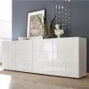 NOUVOMEUBLE Buffet Blanc Laqué 240 Cm Design ELMA, 4 Portes 17