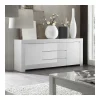 KASALINEA Buffet Bahut Blanc Laqué 2 Portes 3 Tiroirs Design PAULA 5