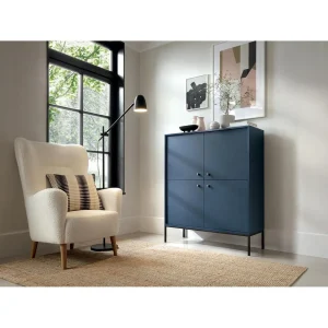 Vente-unique Buffet Haut – 4 Portes – Bleu – BOGDAN 9