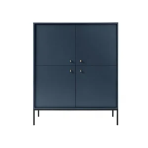 Vente-unique Buffet Haut – 4 Portes – Bleu – BOGDAN 11