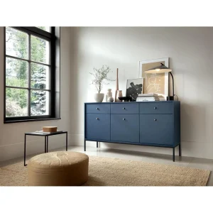 Vente-unique Buffet – 3 Tiroirs Et 3 Portes – Bleu – BOGDAN 9