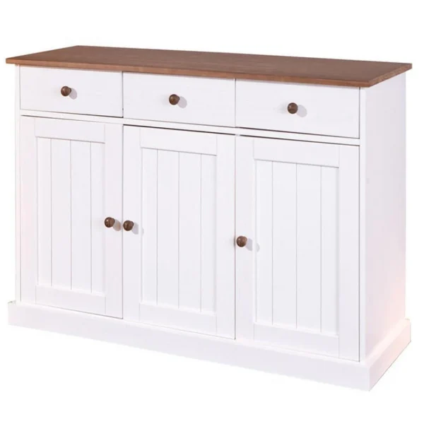 Pegane Buffet Coloris Blanc En Bois Massif Et Métal – Dim : L 130 X P 45 X H… 1