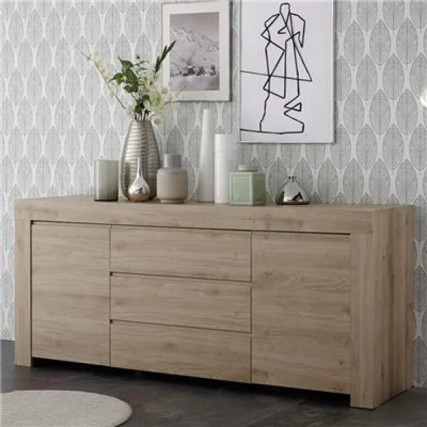 NOUVOMEUBLE Buffet Contemporain 180 Cm Chêne Clair ALANO 1