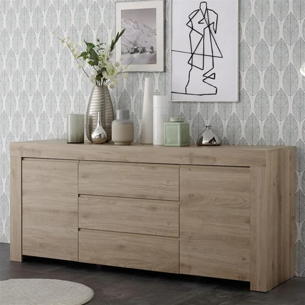 NOUVOMEUBLE Buffet Contemporain 180 Cm Chêne Clair ALANO 3