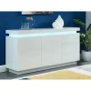 Vente-unique Buffet EMERSON II – LEDs – 2 Portes & 3 Tiroirs – MDF Laqué Blanc 14