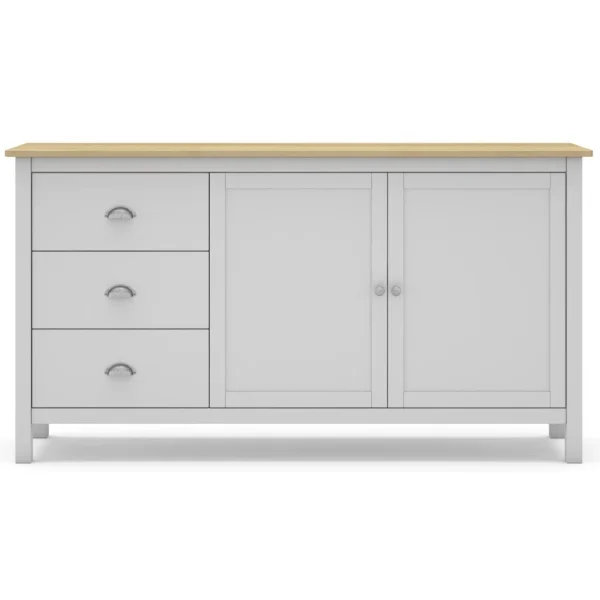 Pegane Buffet En Pin Massif Chêne Et Blanc, Meuble De Rangement – Longueur 1… 1